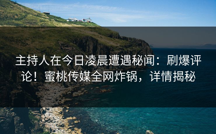 主持人在今日凌晨遭遇秘闻:刷爆评论!蜜桃传媒全网炸锅,详情揭秘 主持人在今日凌晨遭遇秘闻:刷爆评论!蜜桃传媒全网炸锅,详情揭秘