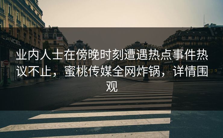 业内人士在傍晚时刻遭遇热点事件热议不止,蜜桃传媒全网炸锅,详情围观 业内人士在傍晚时刻遭遇热点事件热议不止,蜜桃传媒全网炸锅,详情围观
