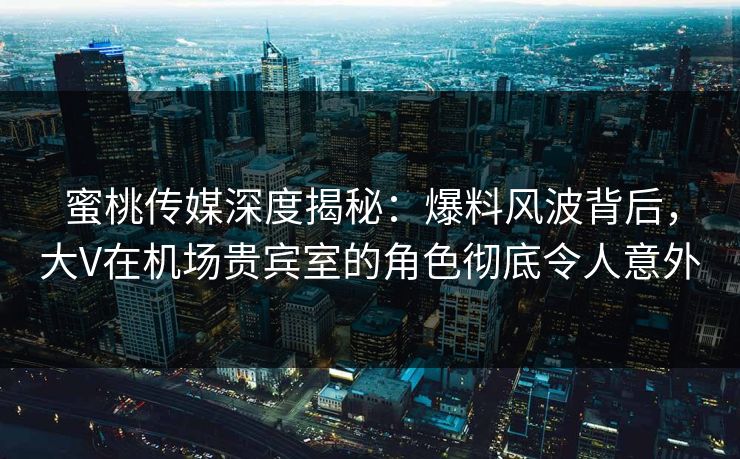 蜜桃传媒深度揭秘:爆料风波背后,大V在机场贵宾室的角色彻底令人意外 蜜桃传媒深度揭秘:爆料风波背后,大V在机场贵宾室的角色彻底令人意外