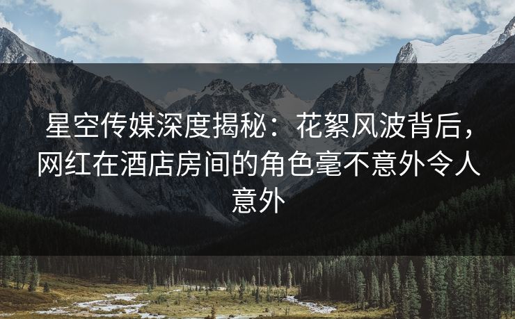 星空传媒深度揭秘：花絮风波背后，网红在酒店房间的角色毫不意外令人意外